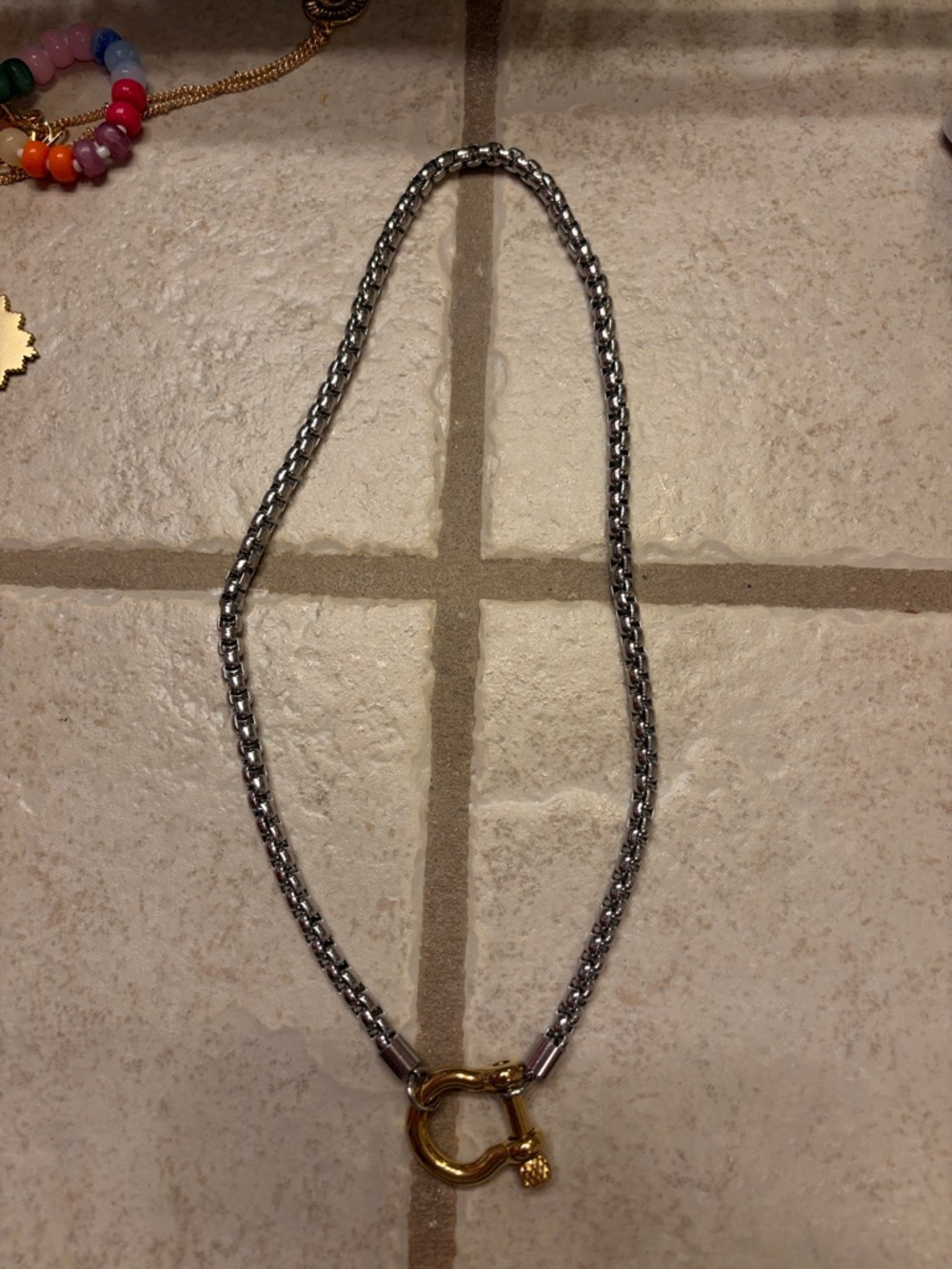 Two-Tone Chain Necklace with Gold Toggle Clasp